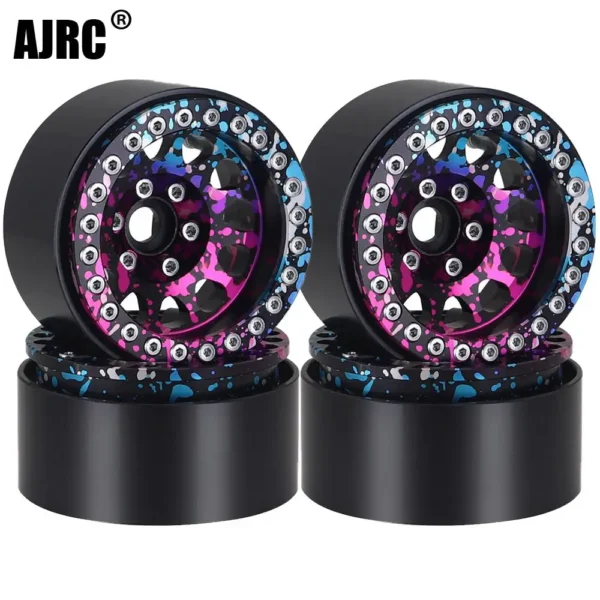 black: 1.9 Inch Color Metal Beadlock 12 Round Hole Wheel Hub Rim For 1/10 Rc Crawler Axial Scx10 Traxxas Yikong Trx4 Rgt Redcat D90