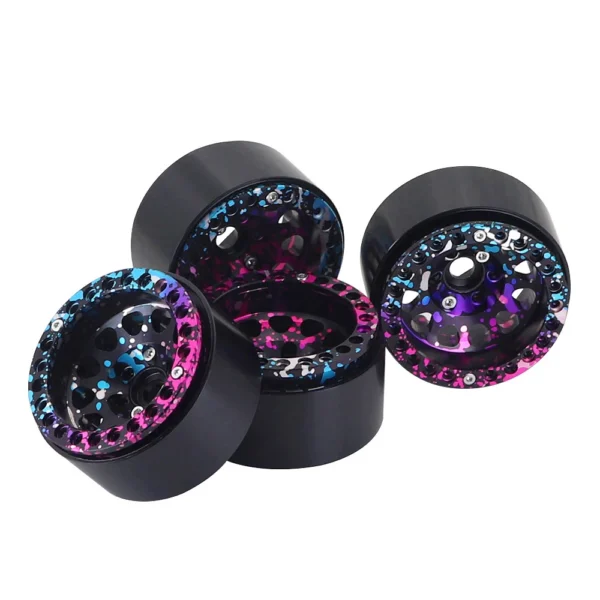 black: 1.9 Inch Color Metal Beadlock 12 Round Hole Wheel Hub Rim For 1/10 Rc Crawler Axial Scx10 Traxxas Yikong Trx4 Rgt Redcat D90 - Image 6