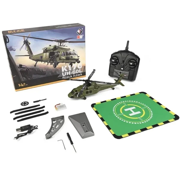 with 2 battery WLtoys K170 Black Hawk UH60L high simulation four brushless fixed altitude model remote control helicopter - Image 3