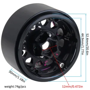 black: 1.9 Inch Color Metal Beadlock 12 Round Hole Wheel Hub Rim For 1/10 Rc Crawler Axial Scx10 Traxxas Yikong Trx4 Rgt Redcat D90 - Image 2