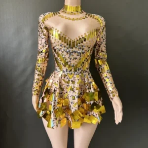 new summer high elastic woman dress A-LineLong Sleeve costume Elegant Night Evening PartyStage vestidos 7G