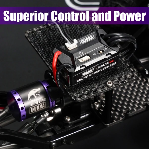 INJORA MBL32 G2 Waterproof Brushless ESC & 1721 Purple Viper Outrunner Motor for 1/18 TRX4M Ascent-18 - Image 5