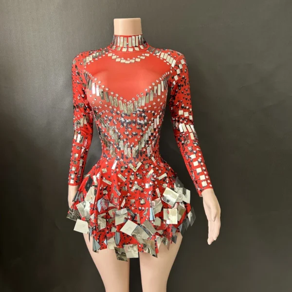new summer high elastic woman dress A-LineLong Sleeve costume Elegant Night Evening PartyStage vestidos 7G - Image 4