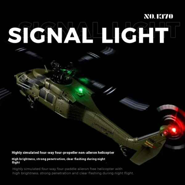 with 2 battery WLtoys K170 Black Hawk UH60L high simulation four brushless fixed altitude model remote control helicopter - Image 4