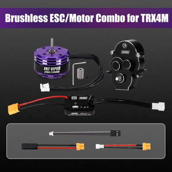 INJORA MBL32 G2 Waterproof Brushless ESC & 2204 Fat Viper Outrunner Motor for 1/18 TRX4M - Image 5