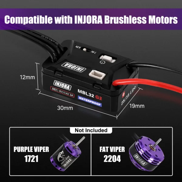 INJORA MBL32 G2 Waterproof Micro Brushless ESC for 1/24 1/18 RC Crawlers TRX4M Ascent18 SCX24 - Image 4