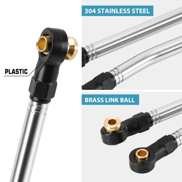 INJORA Stainless Steel High Clearance Links & Steering Links Set for 1/18 HPI Venture18 - Image 4