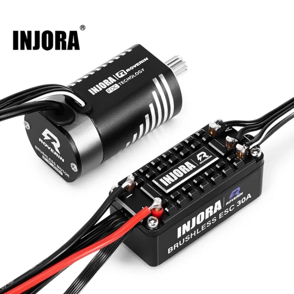 INJORA Roverin Waterproof FOC Power System Sensored Brushless ESC & 180 Motor Combo for TRX4M Ascent-18 (4800Kv)