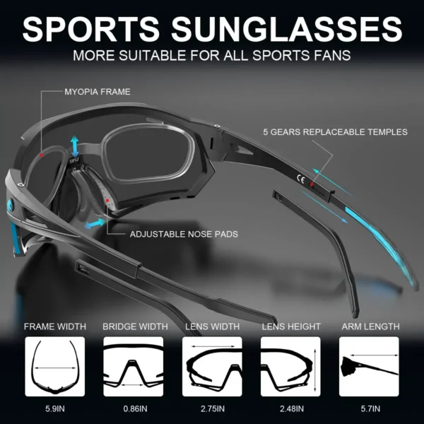 5-lens X-TIGER New Cycling Glasses MTB Bike Protection Eyewear Running Fishing Sports - Image 3