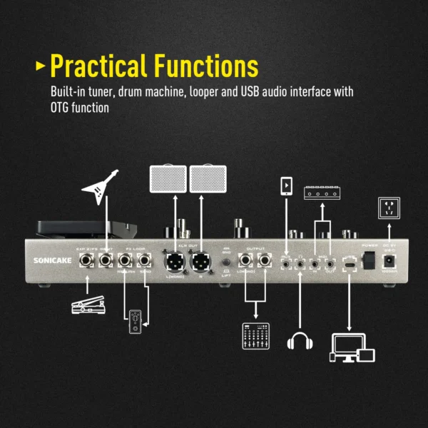SONICAKE Matribox II Pro 4.3“ colorful touch screen Guitar Bass Amp Modeling IR Multi-Effects with Expression Pedal FX Loop MIDI - Image 6