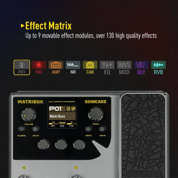 SONICAKE Matribox 140 Built-in Guitar/Bass/Acoustic Multi Effects Processor with Expression pedal Looper Modeling AMP QME-50 - Image 4