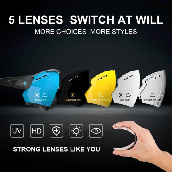 5-lens X-TIGER New Cycling Glasses MTB Bike Protection Eyewear Running Fishing Sports - Image 5