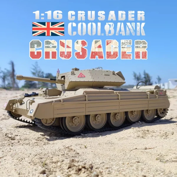 [G2078-Yellow ]Coolbank 1/16 UK Crusader Mk.III Model tank Combat Vehicle Light with Smoke Turret Rotation 360° remote control Car Toys for Boy - Image 4