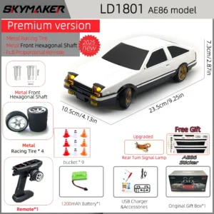 [LD1801-1B1200mah-MA] Skymaker AE86 Model LD1801 RX-7 FC LD1802 1:18 RC Drift Car