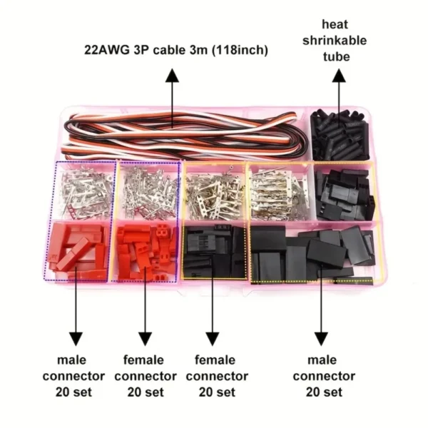 400pcs Connector Female Male 2/3 Pin Kit for JR JST SYP Futaba Male Female Jumper Cable Plug for RC Robot Airplane Car Servo - Image 3