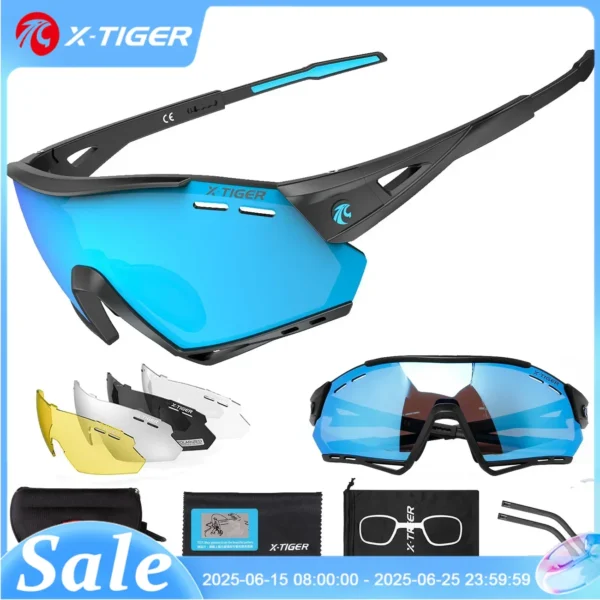 5-lens X-TIGER New Cycling Glasses MTB Bike Protection Eyewear Running Fishing Sports