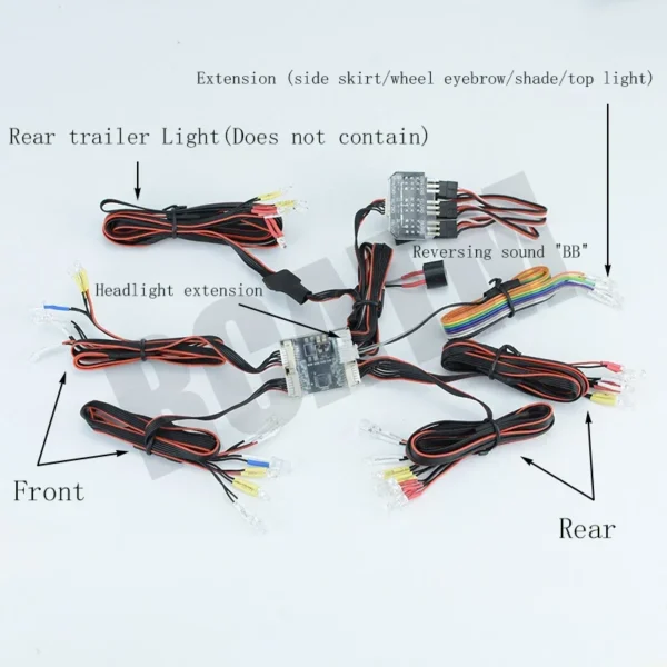 LED Front Rear Light System for 1/14 Tamiya Truck Trailer Scania R470 R620 Benz Actros 3363 1851 Volvo MAN King DIY - Image 2
