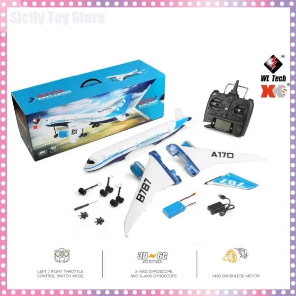 WLtoys XK A170 RC Airplane 660mm Wingspan 2.4G 4CH Remote Control Airplane 3D/6G Brushless Motor EPO Material Drone Boys Toys