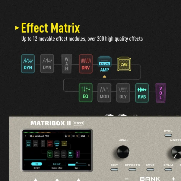 SONICAKE Matribox II Pro 4.3“ colorful touch screen Guitar Bass Amp Modeling IR Multi-Effects with Expression Pedal FX Loop MIDI - Image 4
