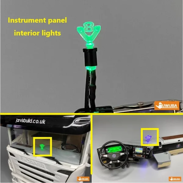 Cab In The Control Dashboard Luminous Logo Car Logo for 1/14 Tamiya RC Truck Tipper SCANIA 770S VOLVO ACTROS BENZ MAN Model Car - Image 6