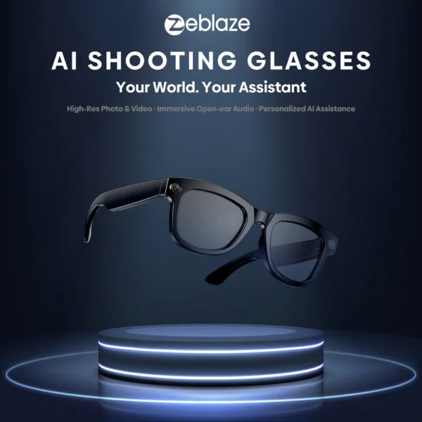 [world premiere]zeblaze eyewear ai smart shooting glasses 5mp 1080p camera chatgpt-4o enpowered open-ear speakers 32gb storage 14h battery life multi-language supported ipx4 hands-free audio smart glasses - Image 3