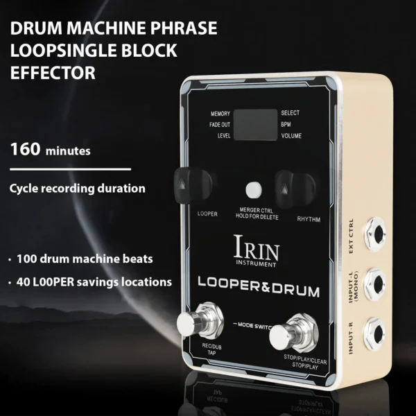 XS-04: IRIN Looper Drum Pedal Electric Guitar Effect Pedal 160 Minutes Recording Time 44.1kHz/24bit Phrase Loop Guitar Accessories - Image 2
