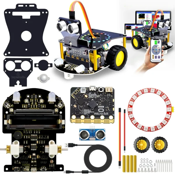 Keyestudio Microbit V2 Robot Car Kit for BBC Microbit V2 Smart Cars for Makecode & Micropython Programming Kids STEM Toys - Image 2