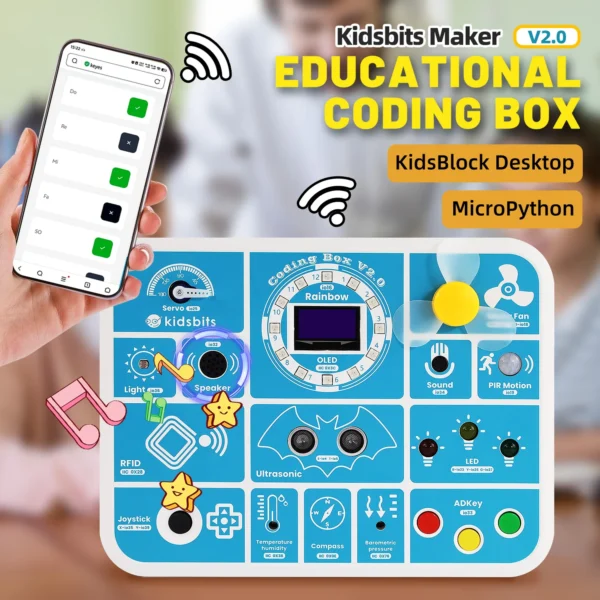 NEW Keyestudio Kidsbits ESP32 Coding Box V2.0 Sensors STEAM Education Tool For Arduino ESP32 Scratch&Micropython Programming - Image 2
