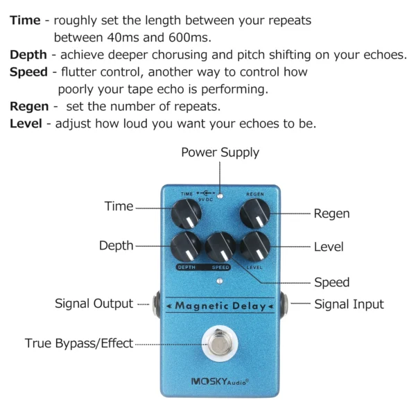 MOSKYaudio Delay Echo Effect Pedal Guitar Effects Delay Effect Pedal - Image 6