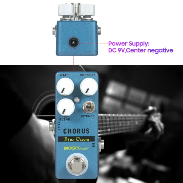 MOSKYaudio Blue Ocean Chorus Guitar Effect Pedal Chorus/True Bypass Rate + Blend + Intensity + Intence Effect Pedal - Image 2