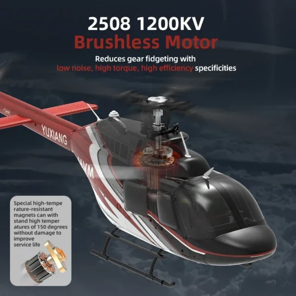 YuXiang F08 Bell 206 1/27 Scale RC Helicopter Dual Brushless Motors 6CH with Optical Flow Positioning 6-Axis Gyro for Beginner - Image 6