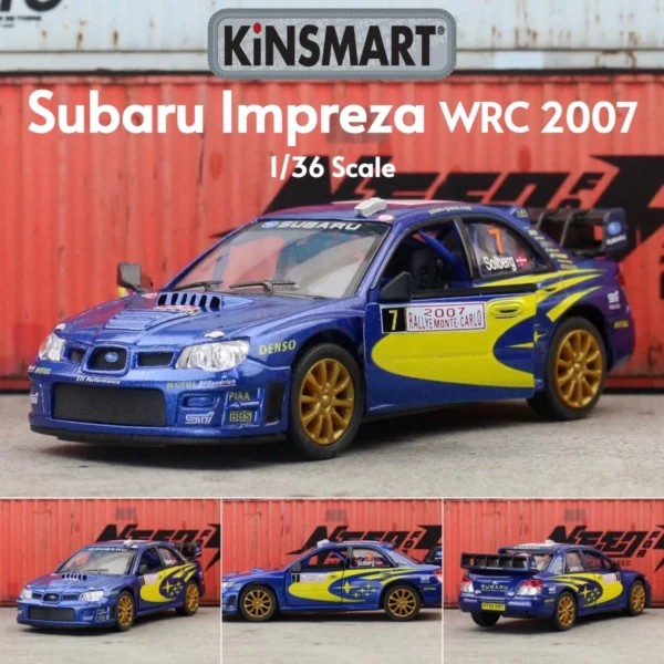KiNSMART Toy Car Model 1/36 Subaru Impreza WRC Racing Rally Diecast Miniature Pull Back Vehicle Collection Gift For Kid Boy