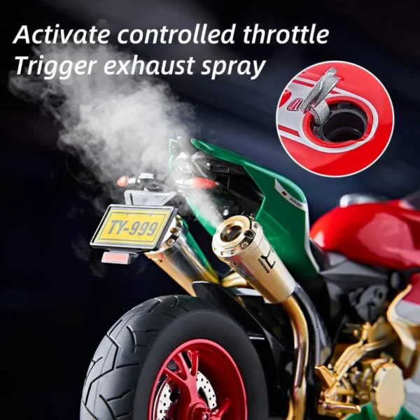 1:9 1199 Panigale With Spray Alloy Die Cast Motorcycle Model Toy Vehicle Collection Sound and Light Off Road Autocycle Toys Car - Image 4