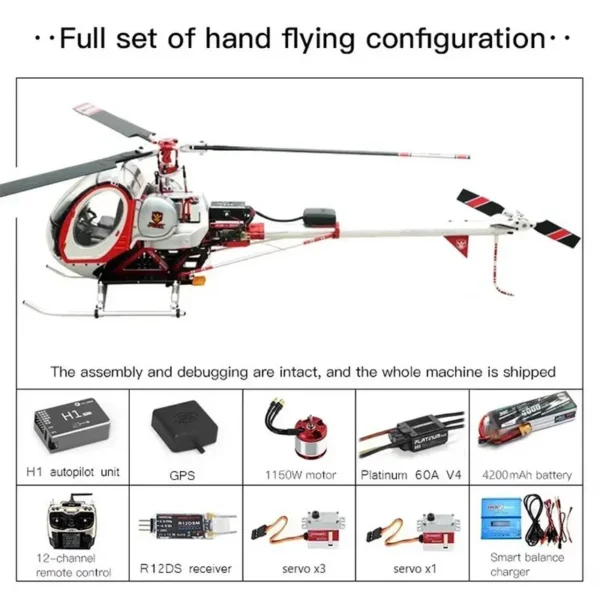 Schwarzer 300C Remote-Controlled Helicopter Hughes Simulation Six Channel Aircraft Model GPS Return Resembling A Real Helicopter - Image 4