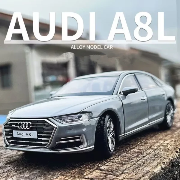 1:32 AUDI A8 Alloy Car Model Diecast Metal Toy Vehicles Car Model High Simulation Sound and Light Collection Childrens Toy Gifts