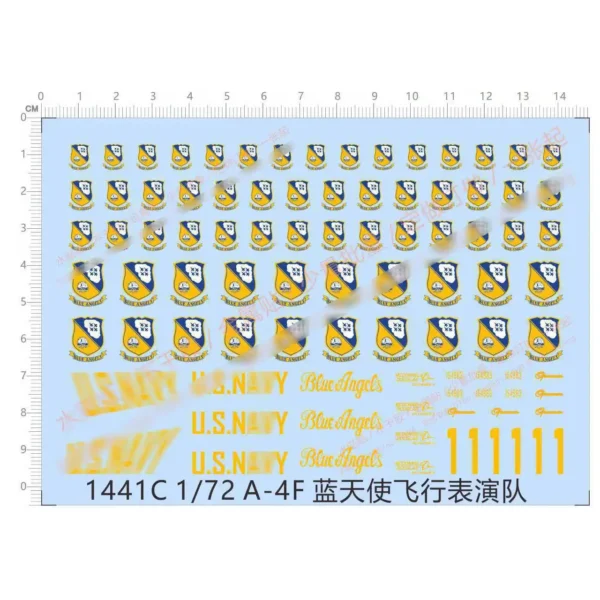 1/72 USN A-4F Skyhawk F/A-18 Super Hornet Blue Angels U.S. Naval Fighter 7-12mm Insignias Markings Water Slide Decal