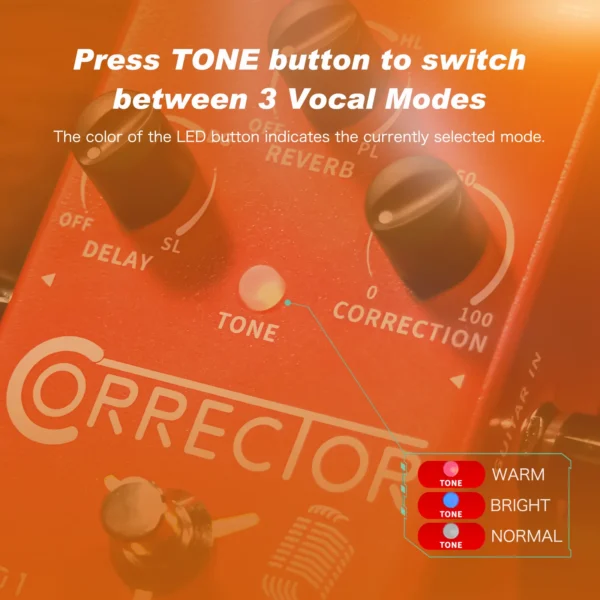 FLAMMA FV01 Vocal Effects Processor Pitch Correction with Delay Reverb Effects for Microphone Amplifier Stompbox Guitar - Image 4