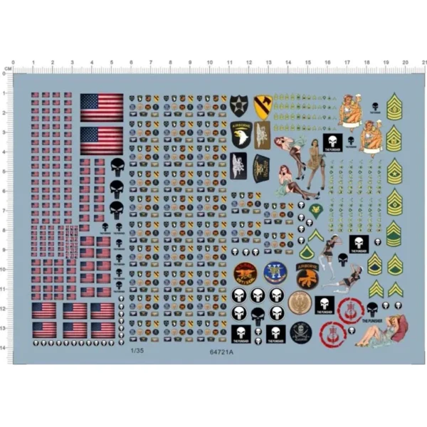 1/35 helmet All Size USA flag brassard collar badge Model Kit Water Slide Decal - Image 2