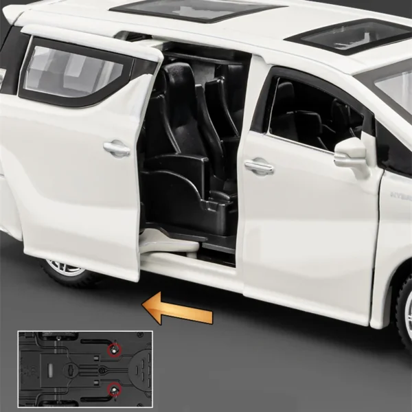 1:32 Toyota VELLFIRE Alphard MPV Alloy Car Model Diecasts Metal Toy Vehicles Car Model Sound and Light High Simulation Kids Gift - Image 5