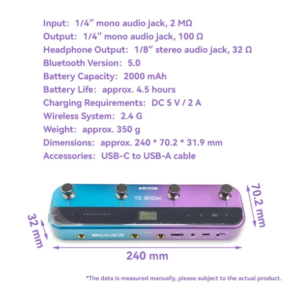 MOOER Guitar Pedal Prime S1 Effectors with 128 Guitar Effects Drum Machine Tuner LOOPER Support Bluetooth Built-in Battery - Image 2