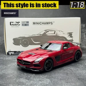 SLS--red: Minichamps 1:18 SLS Gull Wing Gate Sports car metal Car model Holiday gift Static ornament