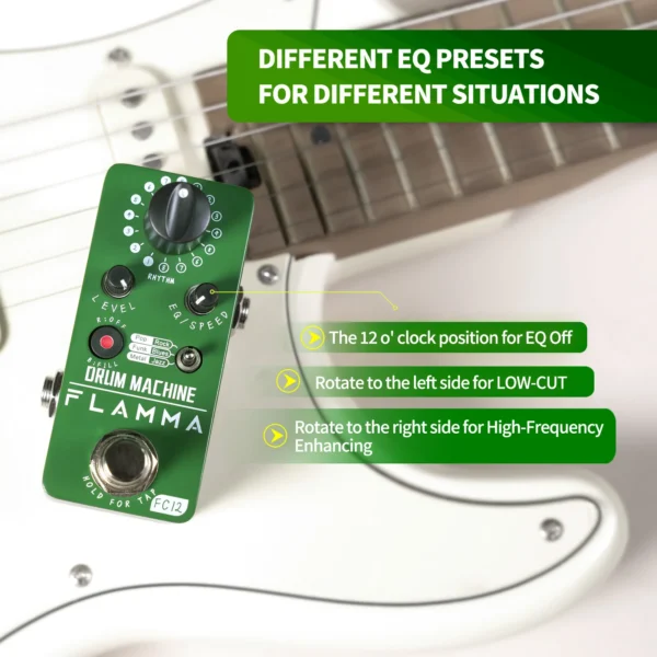 FLAMMA FC12 Guitar Drum machine Effects Pedal 48 Grooves Fill Function Tap Tempo Function Dual EQ Presets - Image 4