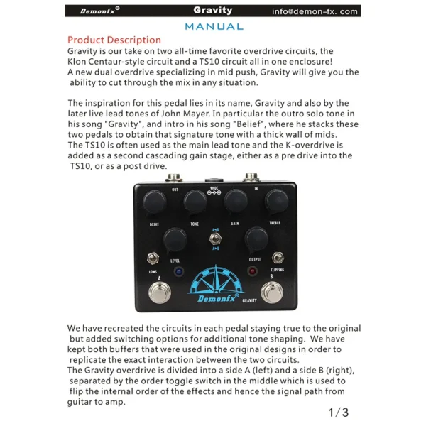 Demonfx Guitar Effect Pedal New Overdrive Tube TS10 and KLON in one pedal High Quantity Gravity - Image 6