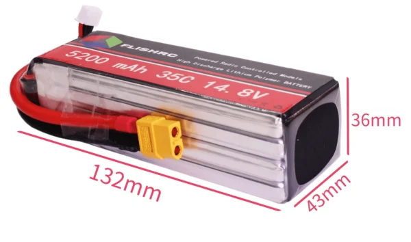 1PCS FLISHRC Lipo Battery 5200mAh 4S 14.8V 35C for 450 EC135 EC145 UH-1 Helicopter