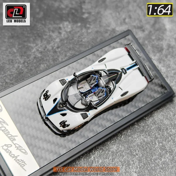 WHITE: LCD diecast model 1:64 scale Zonda HP new car model for static decorative items to give to friends as a holiday gift colle - Image 4