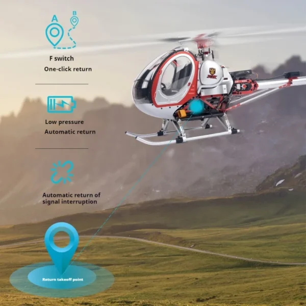 Schwarzer 300C Remote-Controlled Helicopter Hughes Simulation Six Channel Aircraft Model GPS Return Resembling A Real Helicopter - Image 2