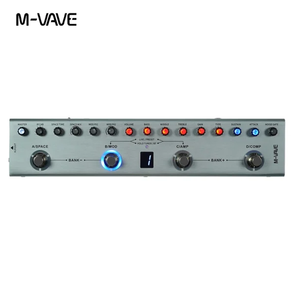 M-VAVE Tank-B Multi-Effect Bass Pedal Rechargeable 36 Presets 9 Preamp Slots 8 IR Cab Slots 3 Modulation/Delay/Reverb Effects - Image 5