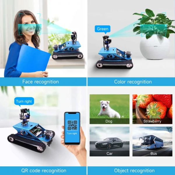 With-Pi-4B-8G : Yahboom AI Vision G1Tank Raspberry Pi Car Kit Open Source Robot with WiFi Video Camera for RPi 4B 3B+for Educational Programming - Image 3