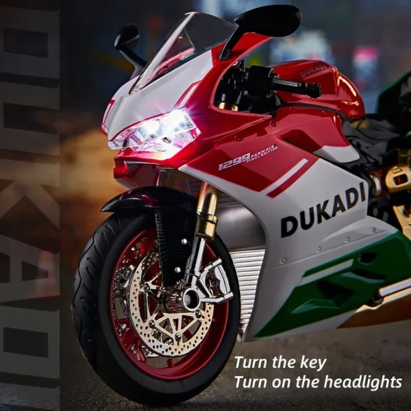 1:9 1199 Panigale With Spray Alloy Die Cast Motorcycle Model Toy Vehicle Collection Sound and Light Off Road Autocycle Toys Car - Image 5