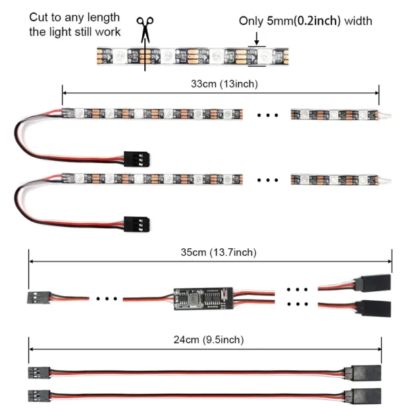 RC LED Light Strips for RC Cars Truck Airplane Boat Drone Fixed Wing Color Changeable - Image 5